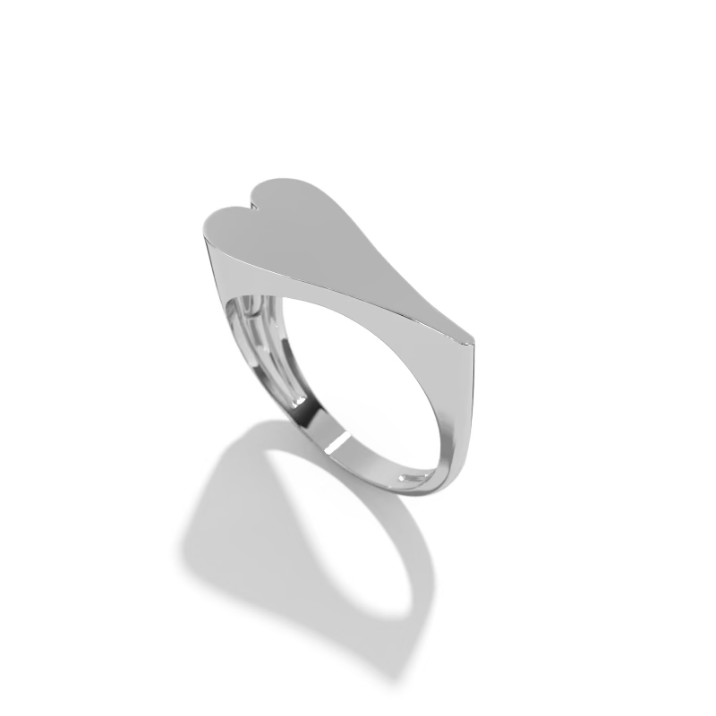 silver heart signet ring