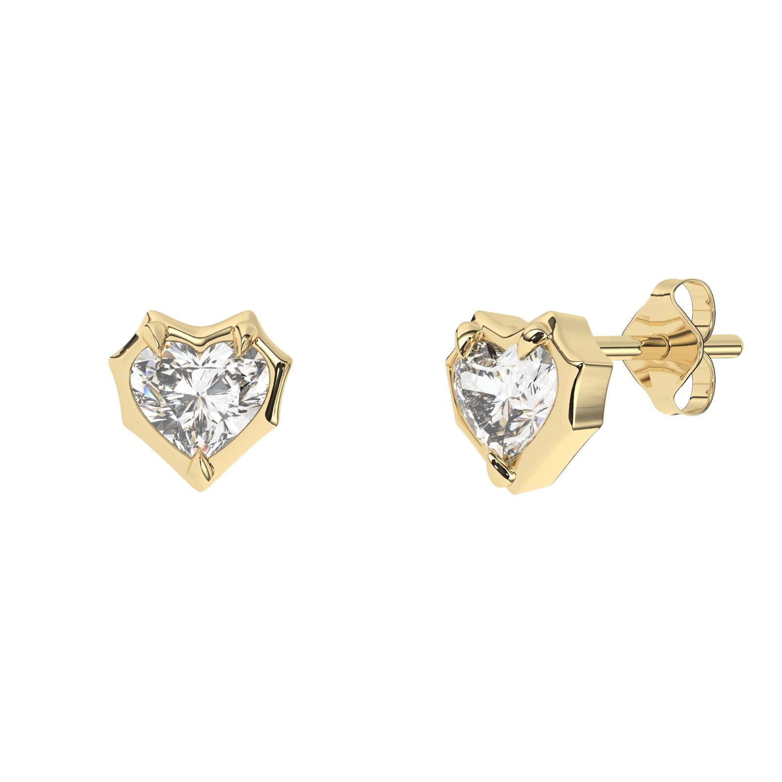 diamond heart solitaire earrings