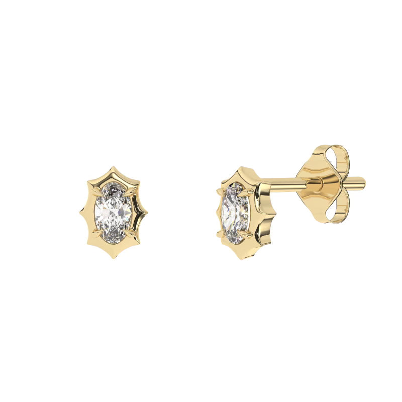 jagged gold x diamond solitaire earrings