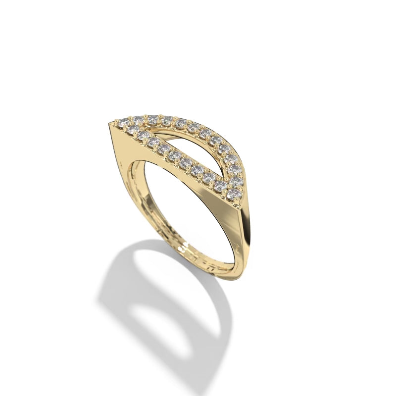 gold initial pave signet ring