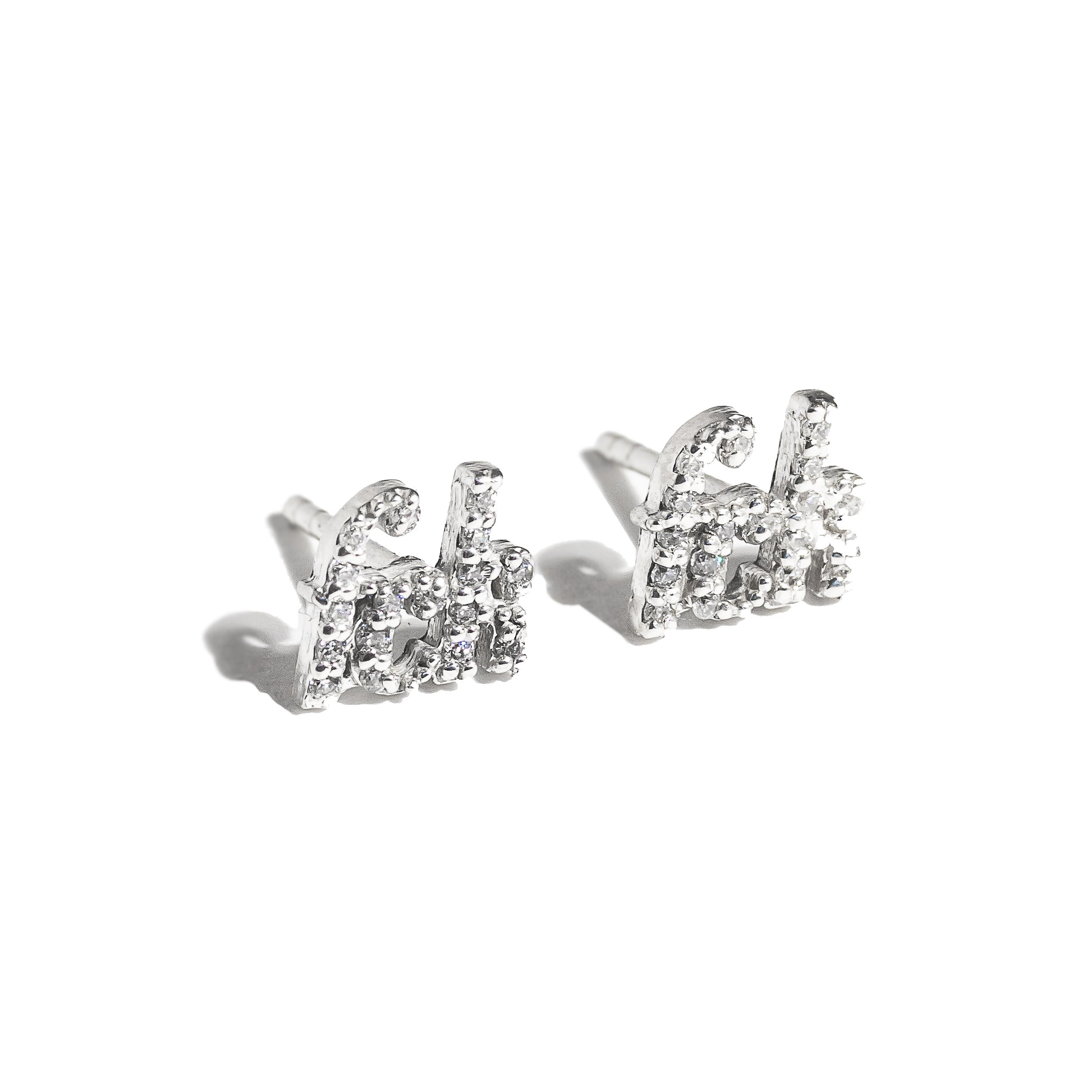 silver fck stud pave earrings