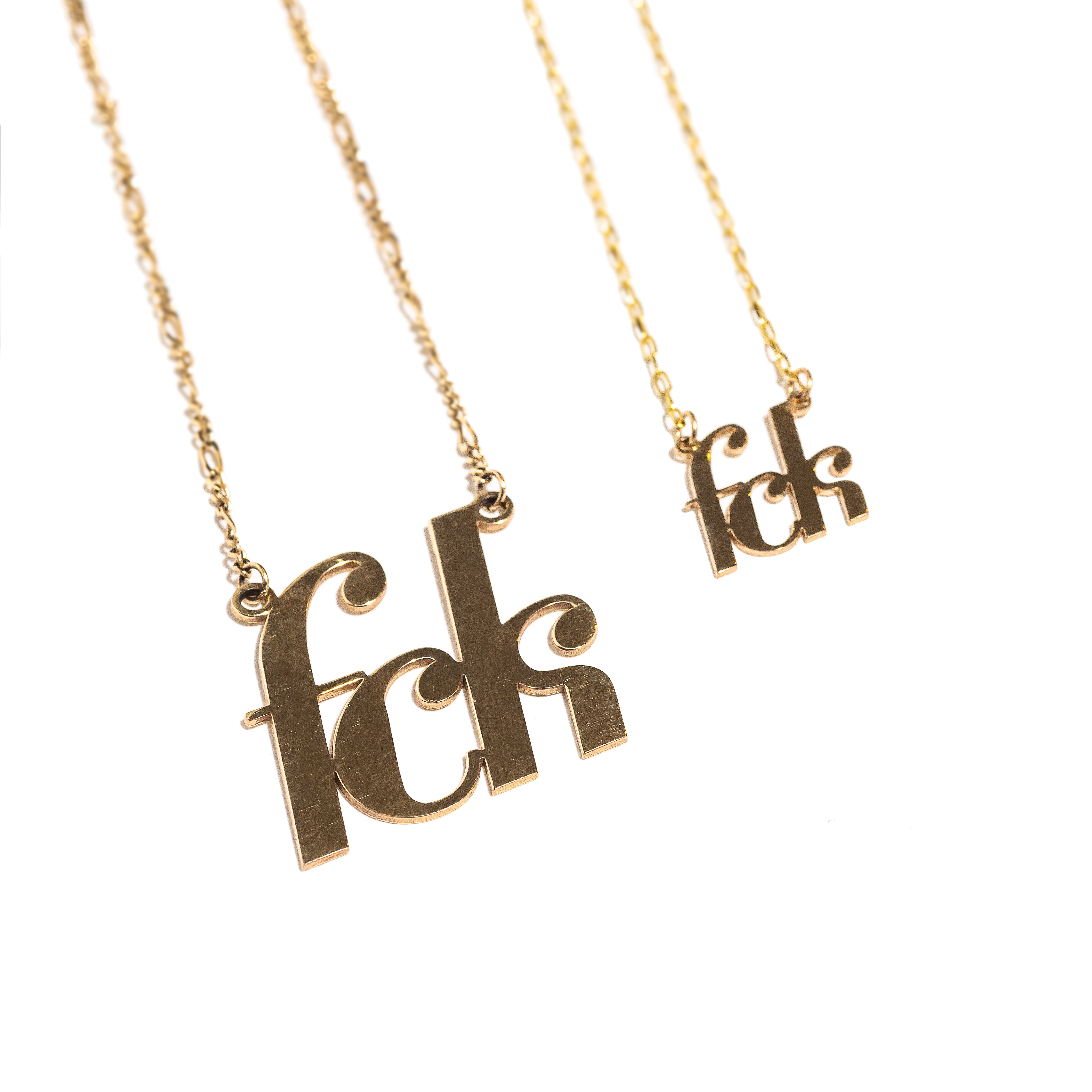 gold fck plate necklace