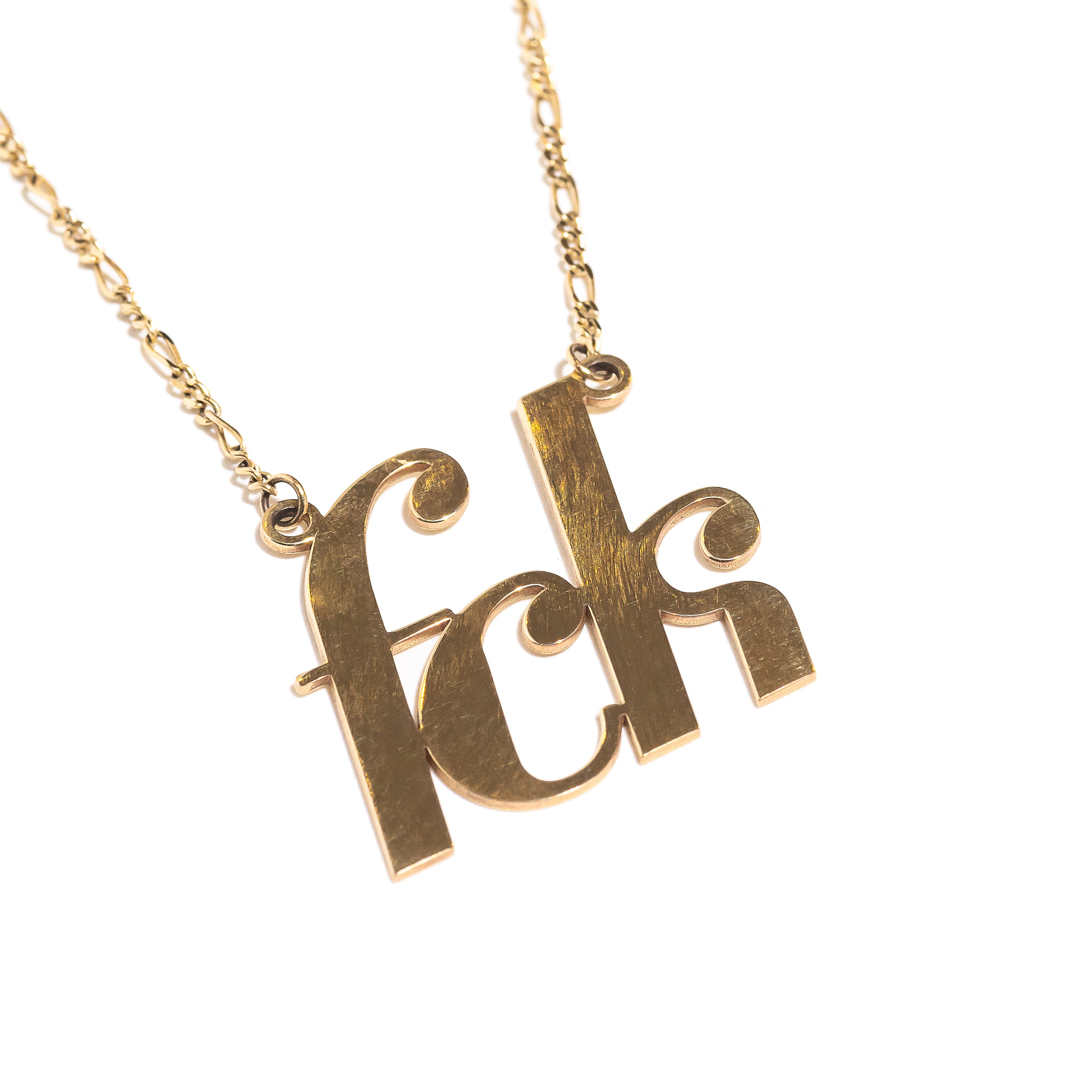 gold fck plate necklace