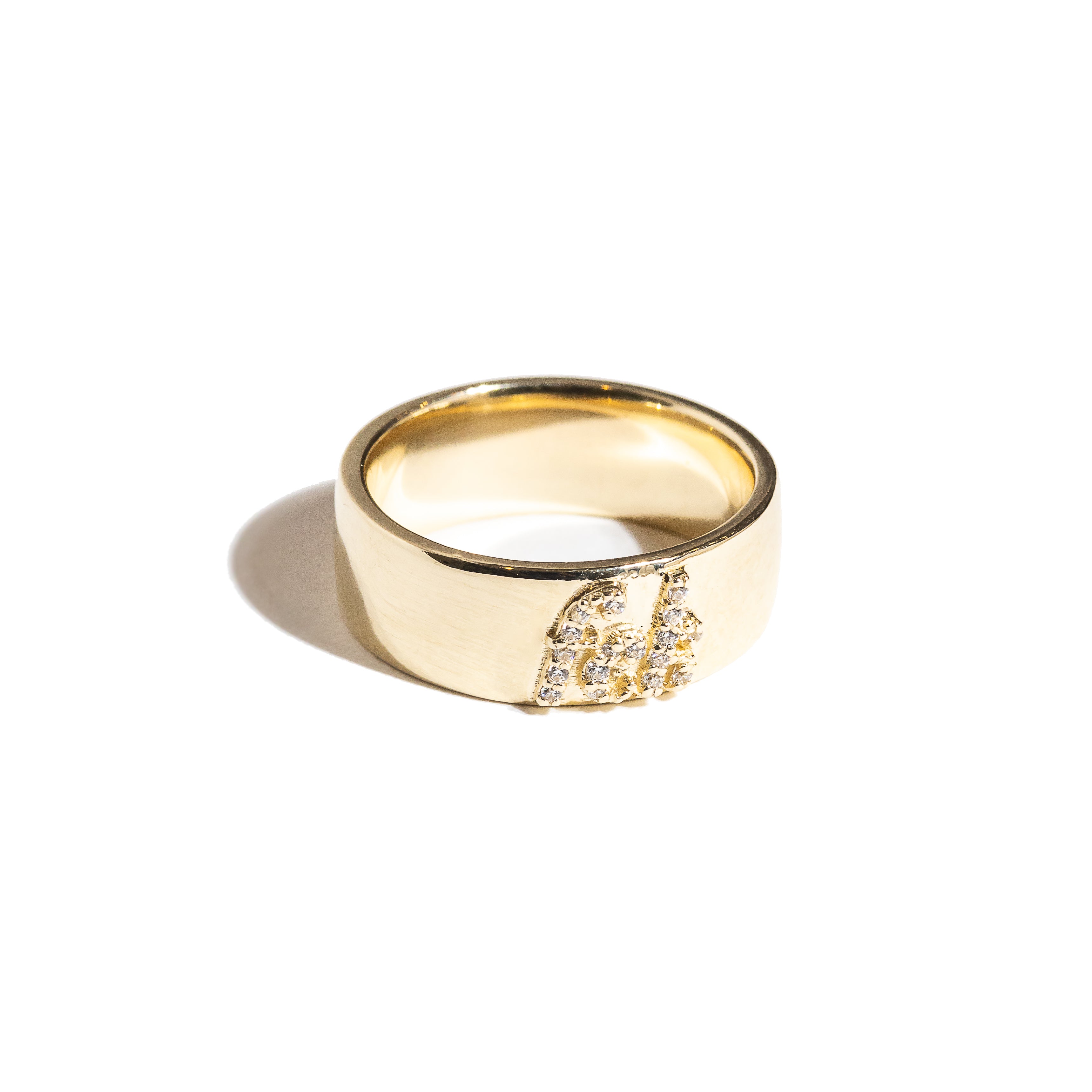 fck cigar band ring with pave diamonds