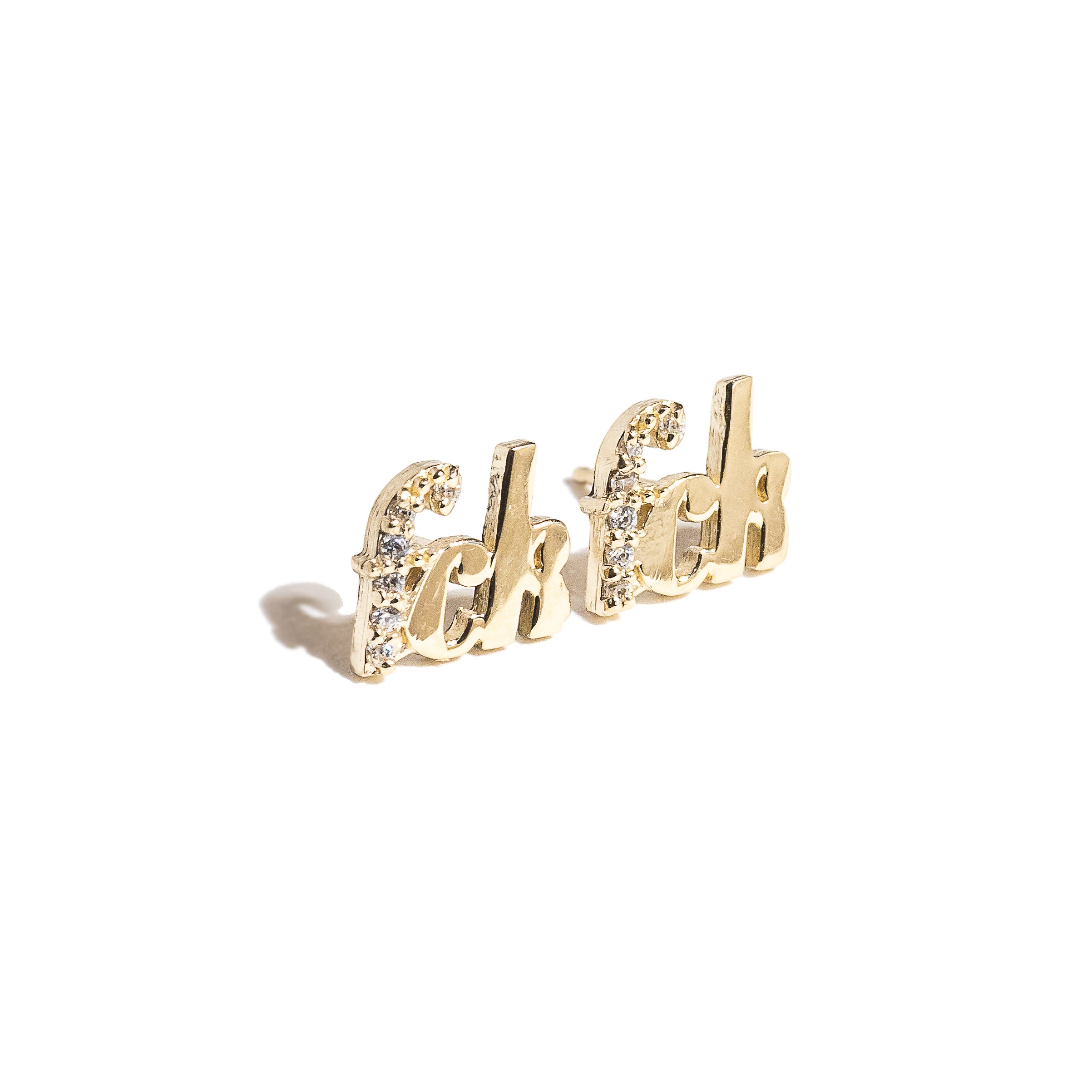 fck stud earrings with f pave